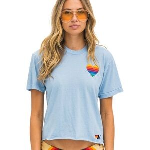 Aviator Nation NWT BLUE rainbow heart t - Small